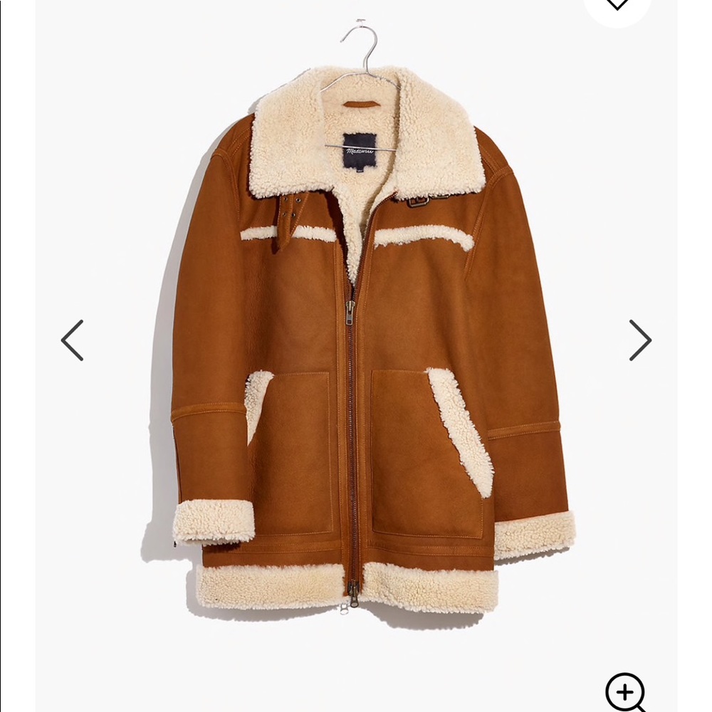 Madewell Cognac Shearling-Trim Utility Jacket